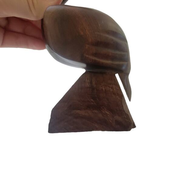 Vintage Art Hand Carved Pelican Wood Figurine Paper Weight Nautical Home Decor - Picture 8 of 11